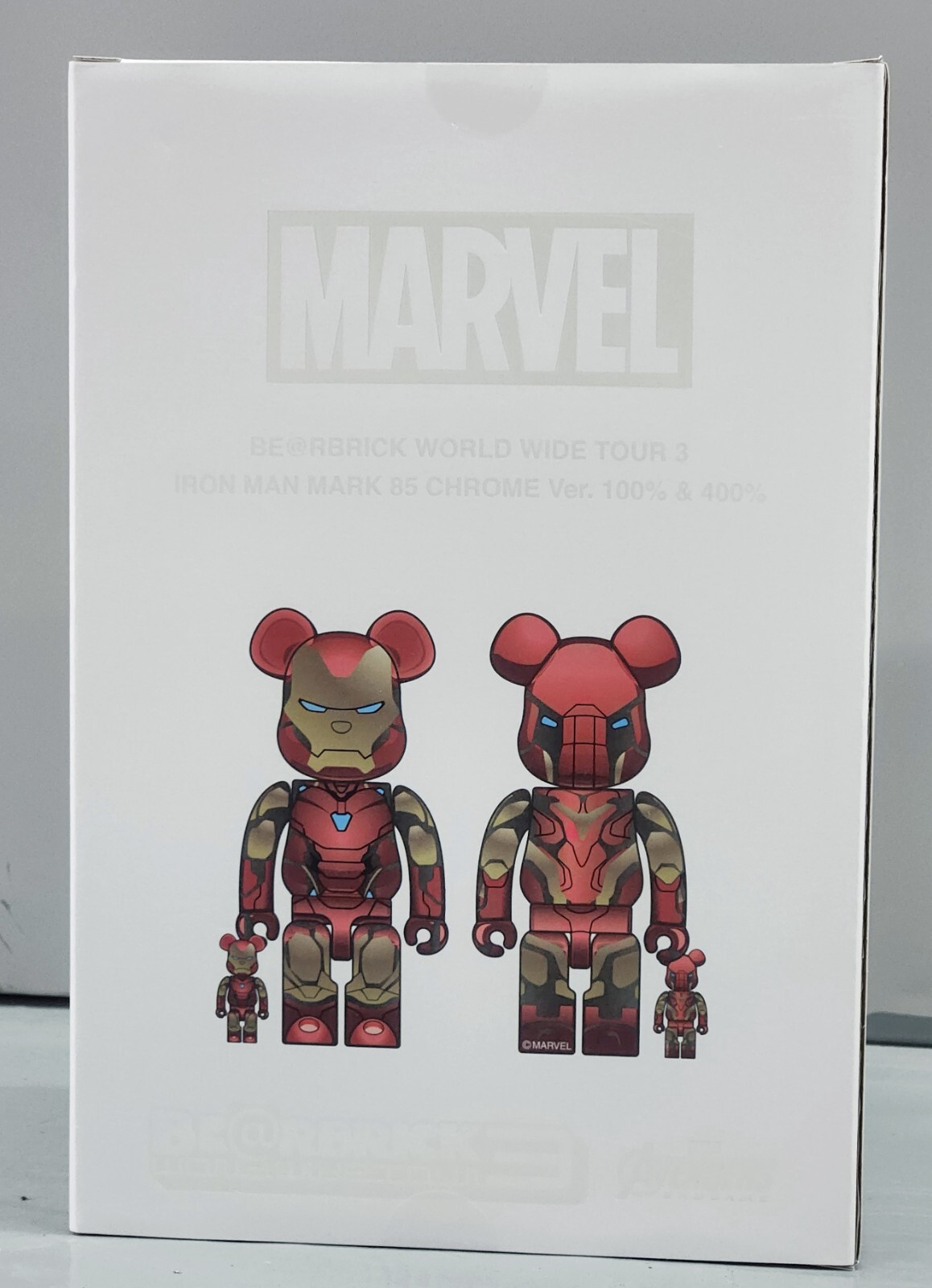 BE@RBRICK IRON MAN MARK 85 100％ &amp; 400％ Medicom 400% + 100% Bearbrck ~ Marvel Ironman 85 Chrome Iron
