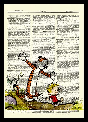 Calvin and Hobbes Dictionary Art Print Book Page Picture Poster Comic Book Decor