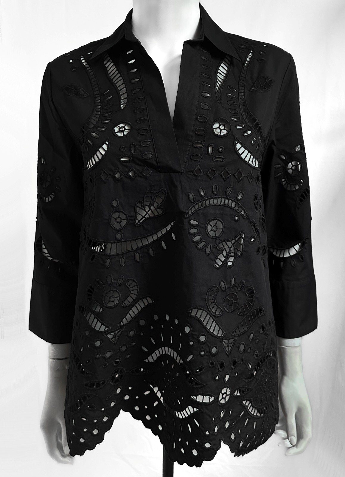 EMBROIDERY APRON BLOUSE ブラック Embroidered Apron – Reflection Art Studio