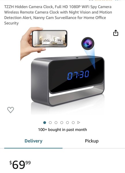 Digital clock with built-in hidden spy camera.
