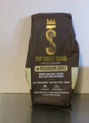 Organic Ground Mushroom Coffee by  Top Shelf w/ Lion's Mane  Mushroom 10 oz Pkg