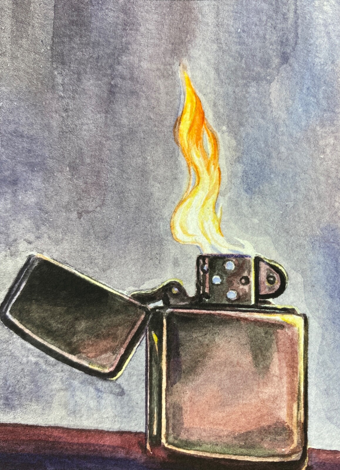 Watercolor Painting Zippo Lighter ACEO Art No.291 | eBay