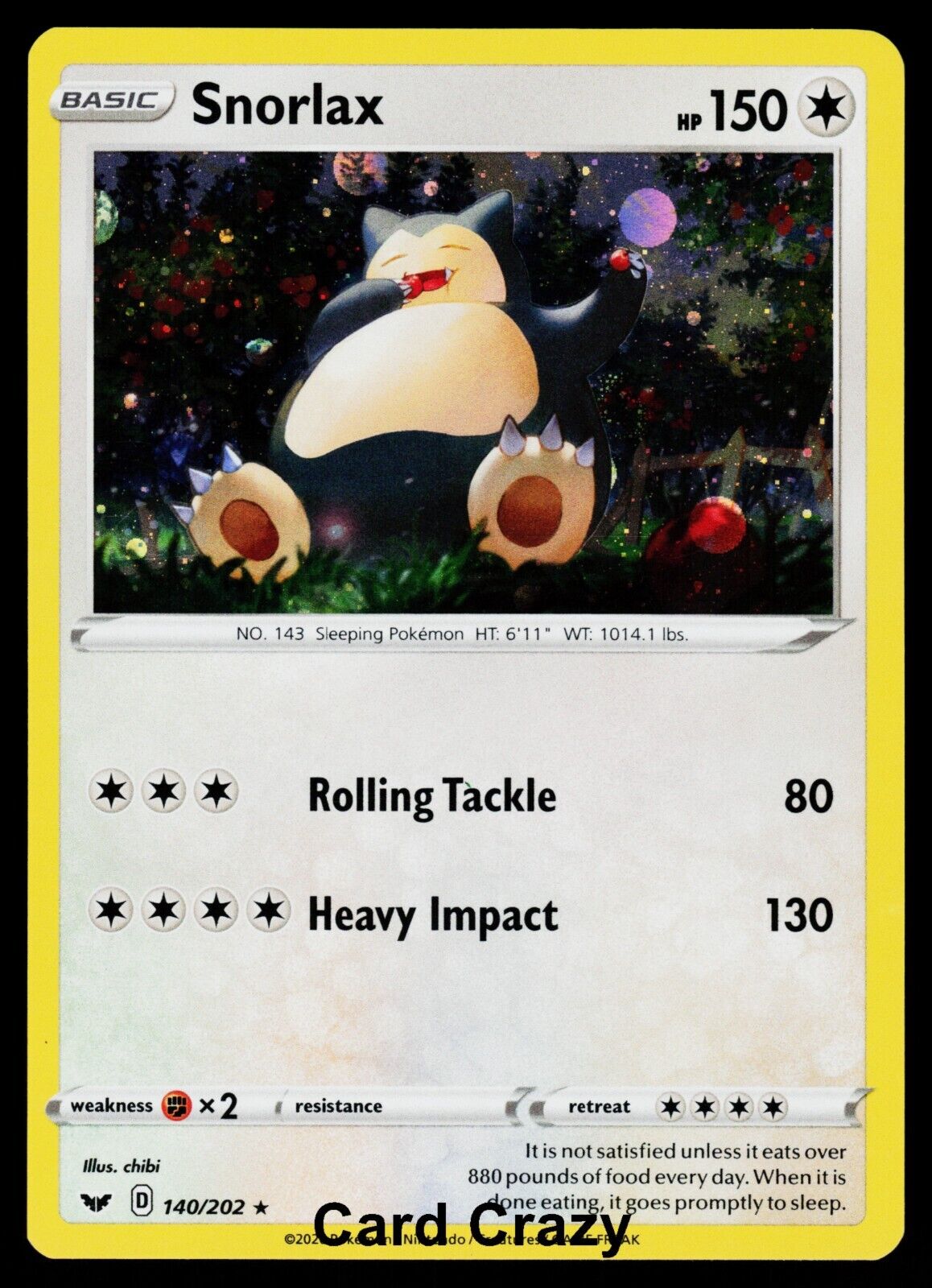 Snorlax 140/202 - Sword & Shield Promo - Cosmos Holo Pokemon Snorlax 140/202 - Sword & Shield Promo - Cosmos Holo Pokemon