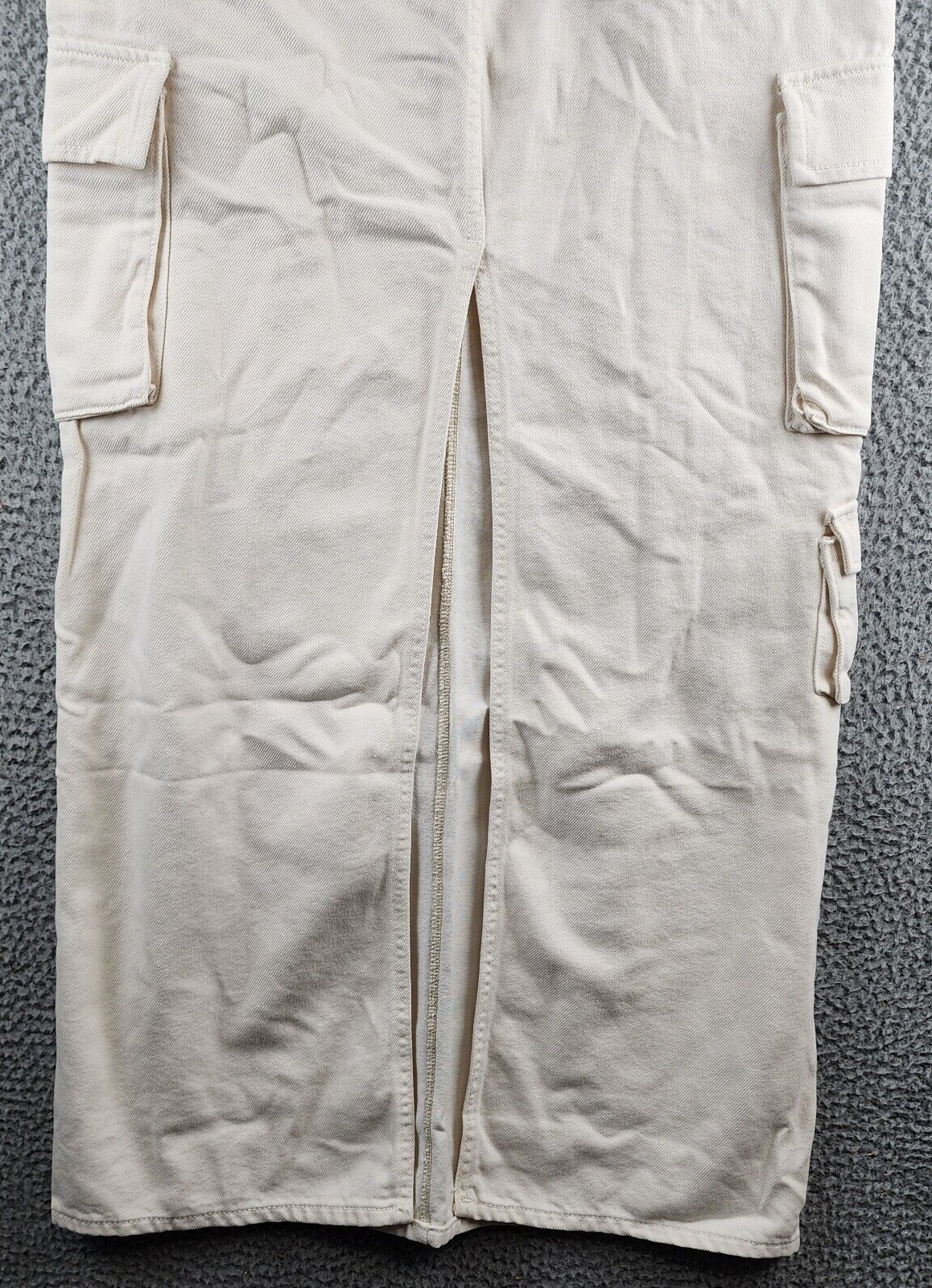 MOTHER The Fun Dip Cargo Maxi Skirt Women's 29 Natural Pockets Slit Button Zip - Picture 15 of 15