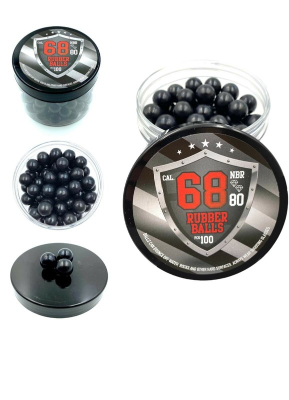 100x Hard Rubber Balls Paintballs Balles En Caoutchouc Dur En Calibre 68 Cal.