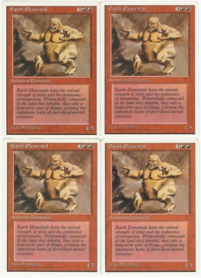 MTG Earth Elemental x4 4th Fourth Edition Uncommon LP Playset