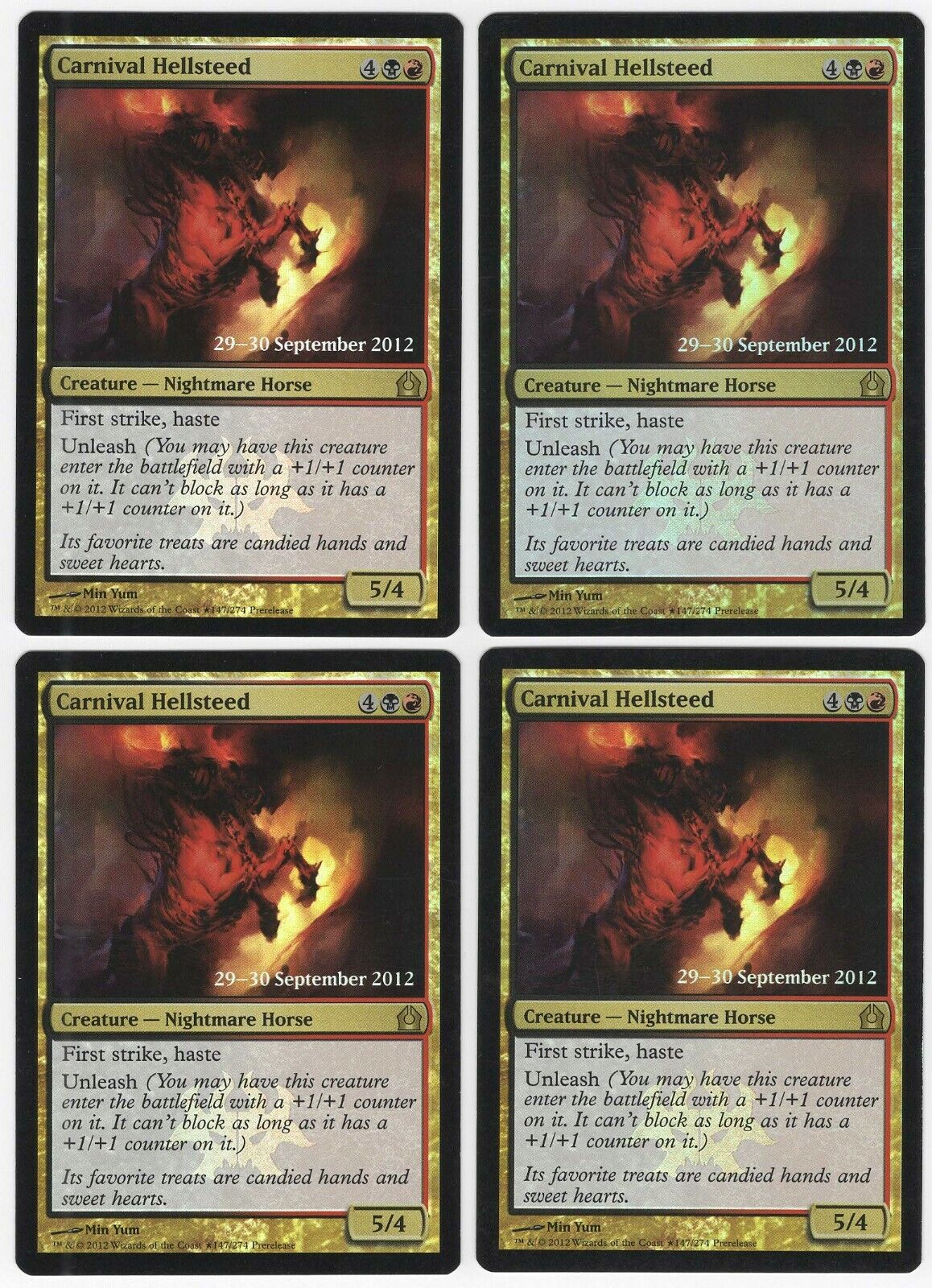Carnival Hellsteed 2x FOIL RTR MTG Return to Ravnica Rare MINT black red Carnival Hellsteed 2x FOIL RTR MTG Return to Ravnica Rare MINT black red