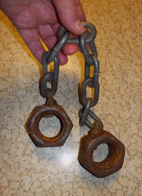 Shackles nuts chain steampunk rusty rock art battle prop welded steel industrial