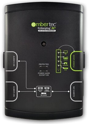 EMBERTEC Emberplug AV+ Power/Energy Saver~Automatic Power Down~Surge Protector