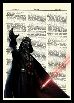 Darth Vader Star Wars Dictionary Art Print Book Page Picture Collectible Poster