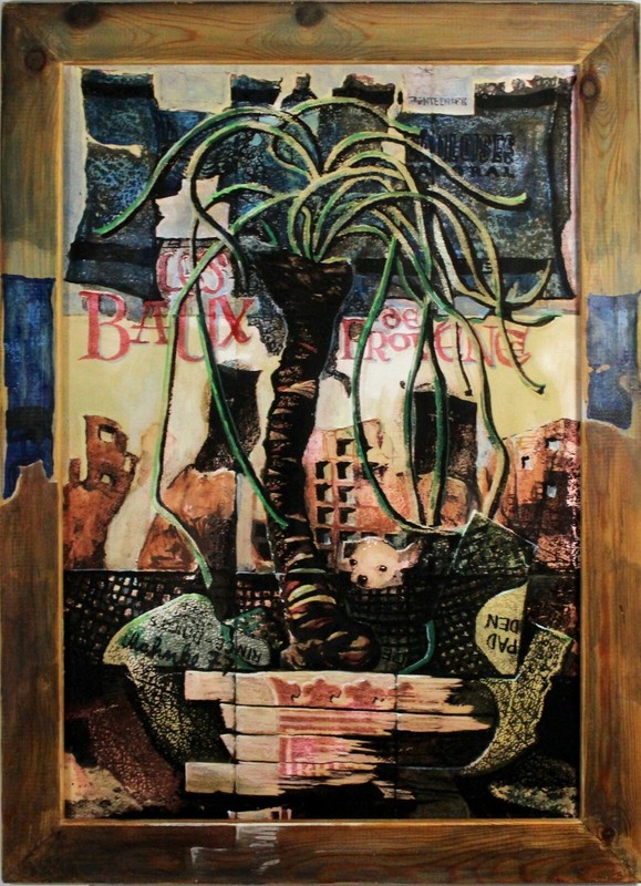 Collage Materialbild Spanische Haus Otfried Mahnke Signiert 1977