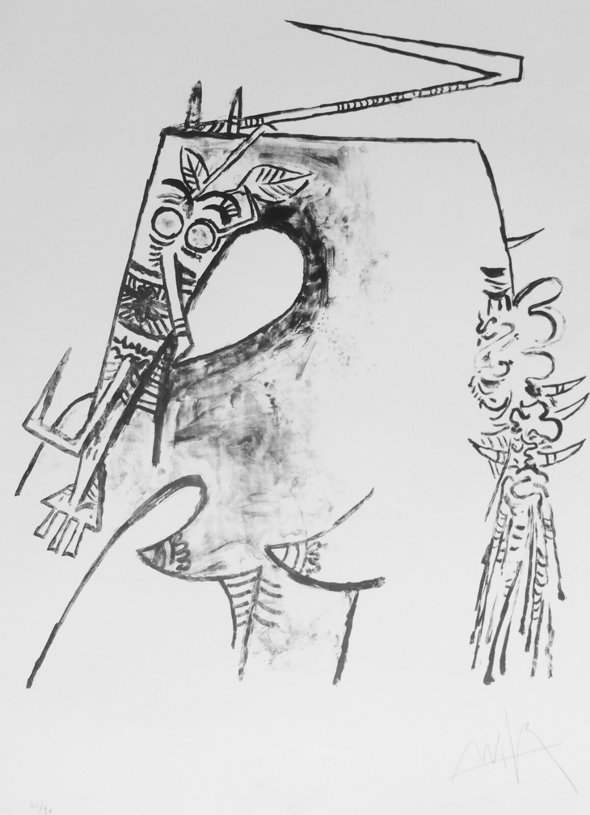 Wifredo Lam Figure Blanche et Noire HAND SIGNED 65/90