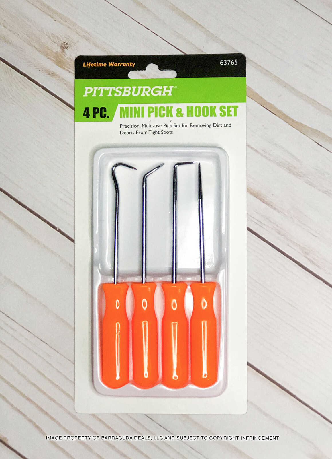 Pittsburgh 4 Piece Mini Pick & Hook Set - Straight, 90º, 120º Hook, Round Angle