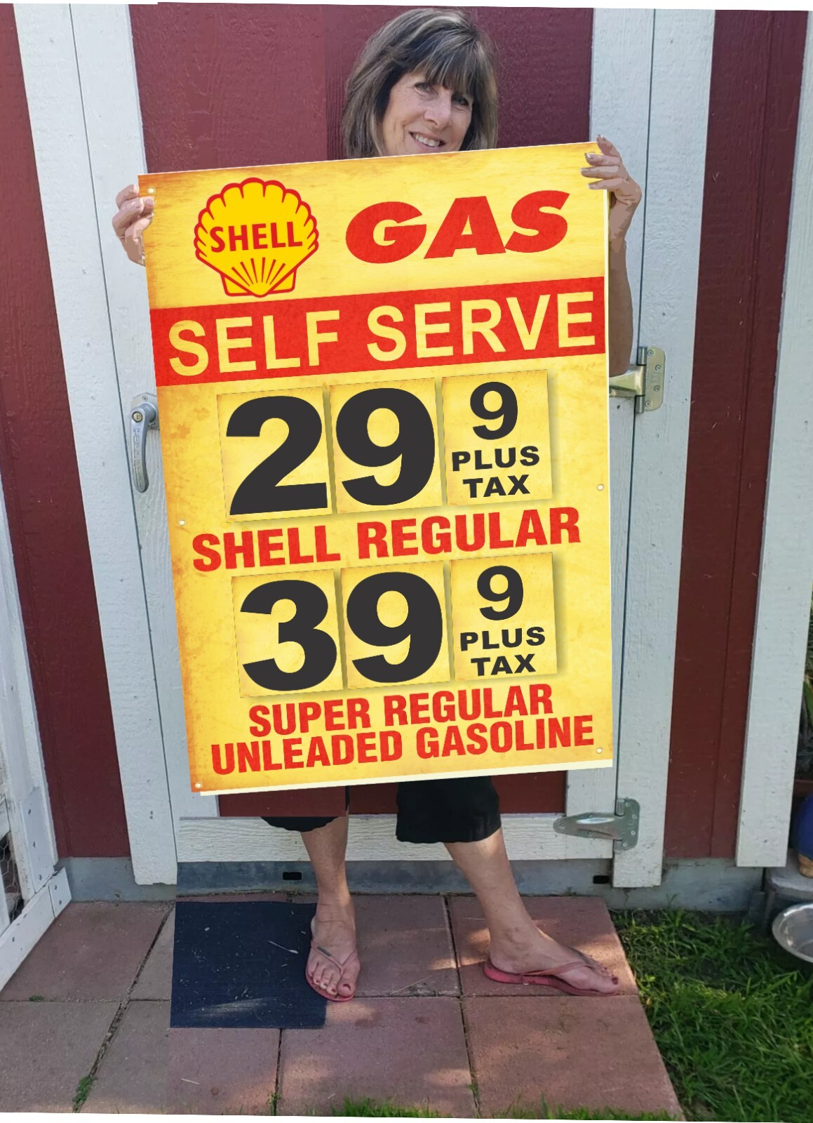 Shell Gas Banner - 24" x 36"  Gas for 29 cents. For Man Cave, Game Room, Garage