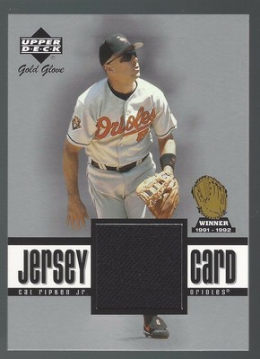 Cal Ripken 2001 Upper Deck Gold Glove Game Jersey Card# GG-CR