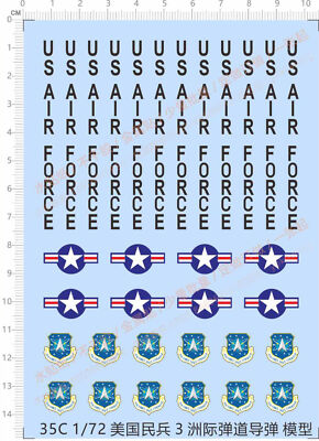1/72 USAF US Air Force Space Command Star Markings Model kit Water Slide Decal