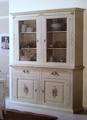CREDENZA CRISTALLIERA SOGGIORNO DIPINTA MANO DECORTA VARI COLORI