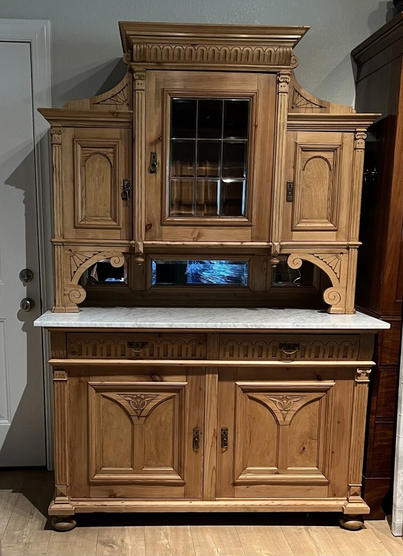Beautifully Detailed Antique Art Nouveau European Hutch