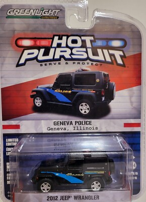 Greenlight 1/64 Hot Pursuit  Geneva Illinois 2012 Jeep Wrangler