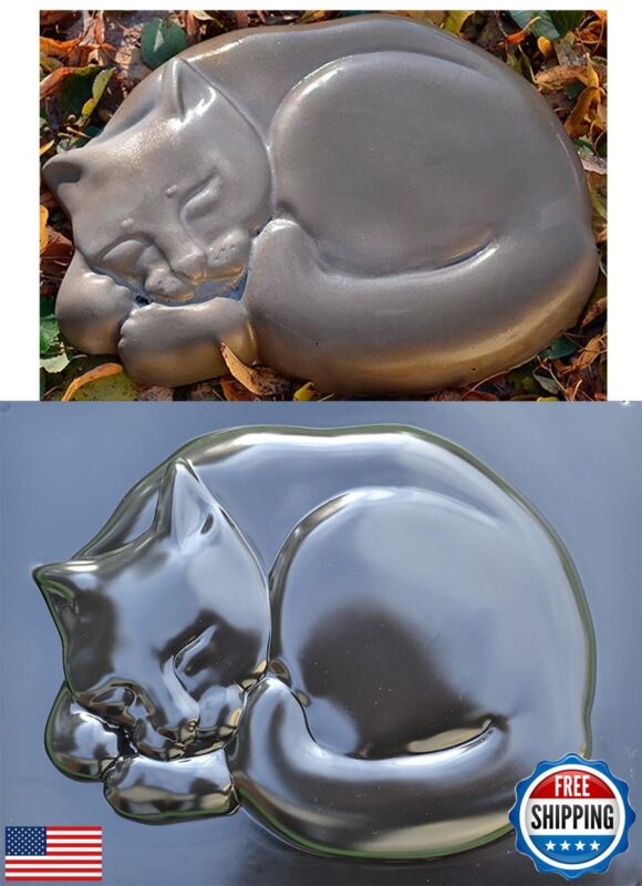 Concrete Mold DIY Cat Stepping Stone Mould Plaster Concrete Sleeping