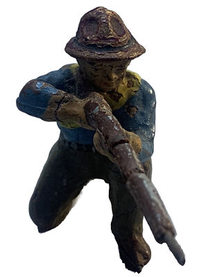 Vintage Elastolin Composition Wild West Western Cowboy Kneeling Firing Rifle