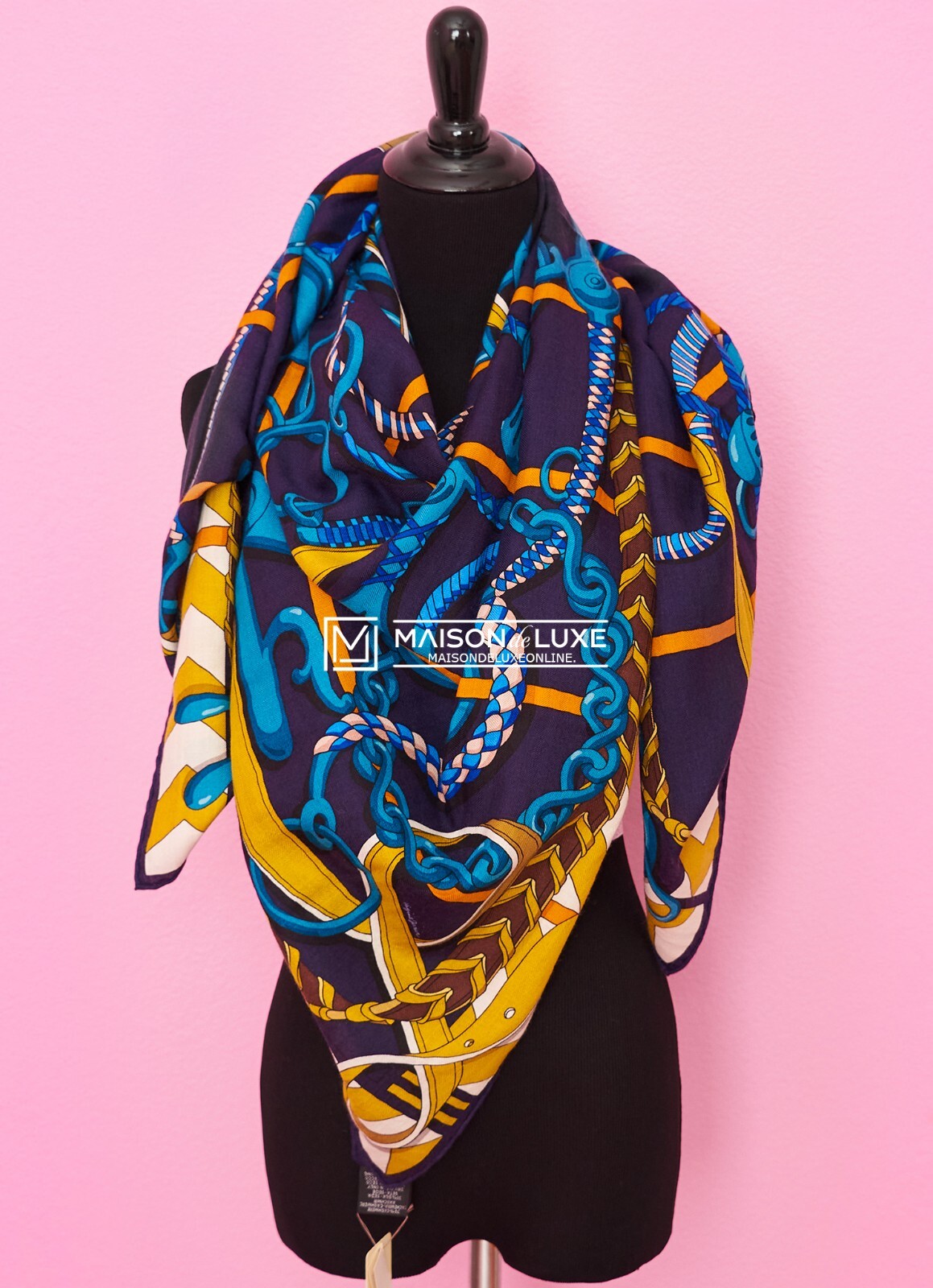 NEW HERMES MARINE PANOPLIE EQUESTRE CASHMERE 140 GM 55