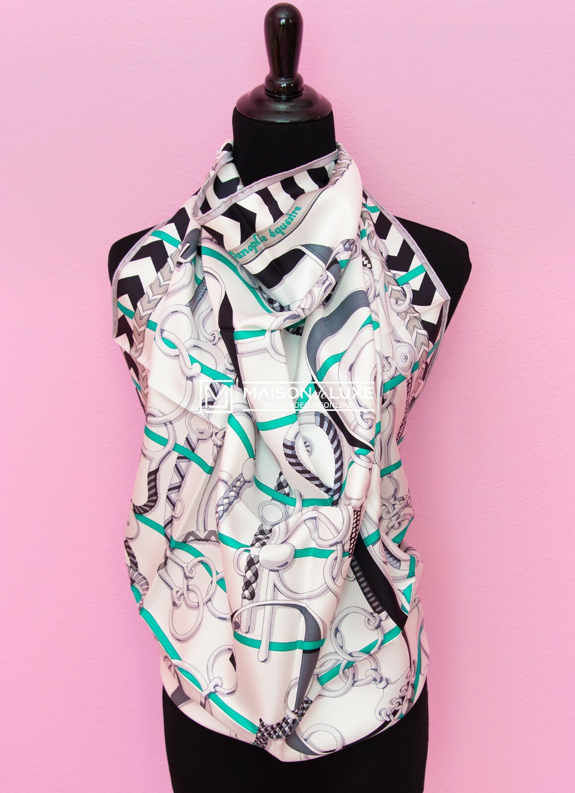 NEW HERMES 90 cm 36 WHITE PANOPLIE EQUESTRE SILK TWILL SCARF