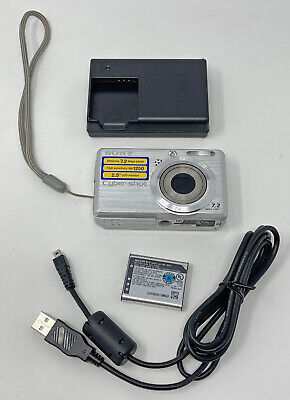 Sony Cyber-Shot DSC-S750 7.2MP Digital Camera Silver W/ Battery & Charger Tested