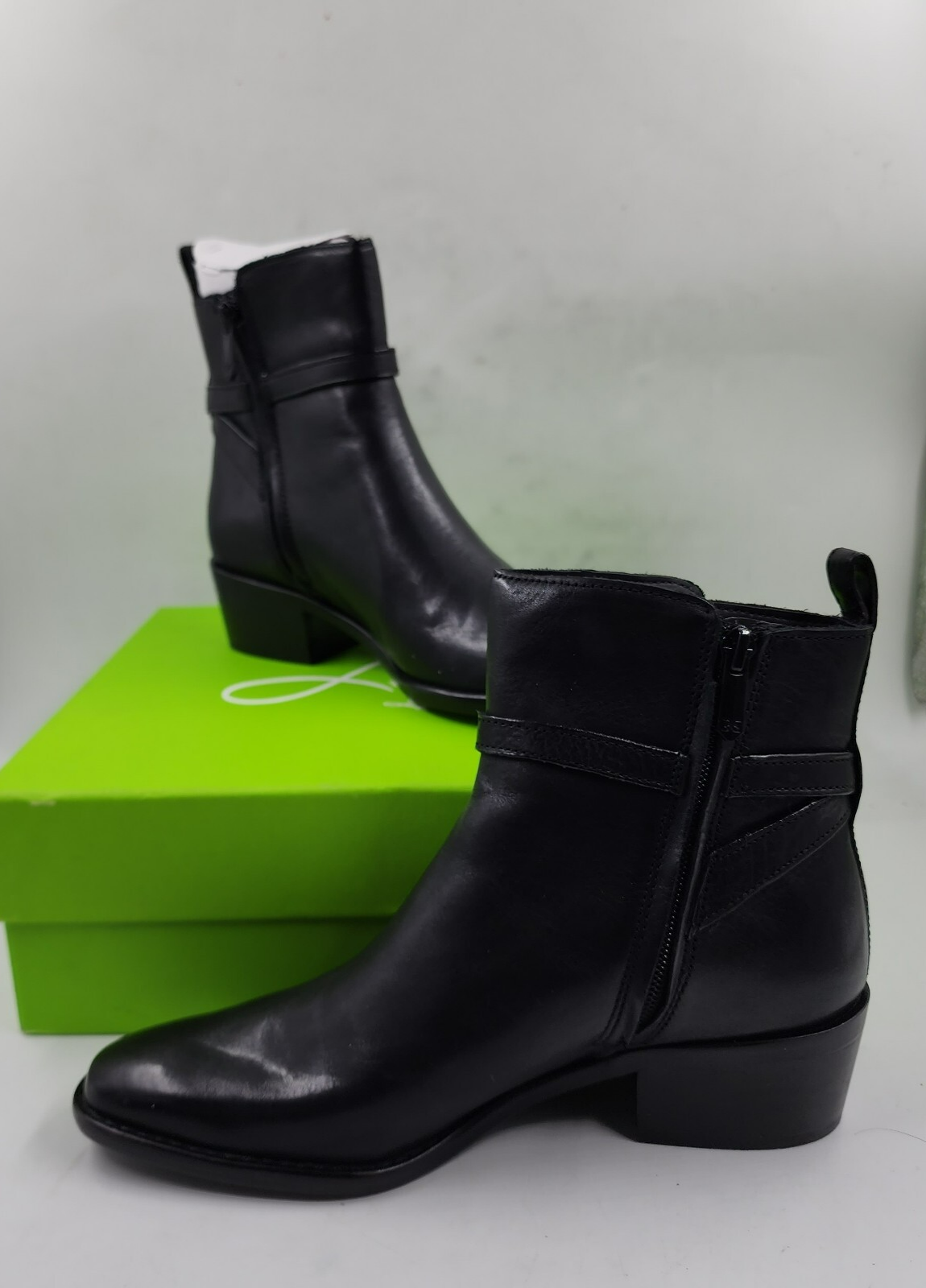 Sam Edelman Brawley Buckled Pointed Ankle Boots Women's 7 Black Side Zip Closure - Picture 2 of 16