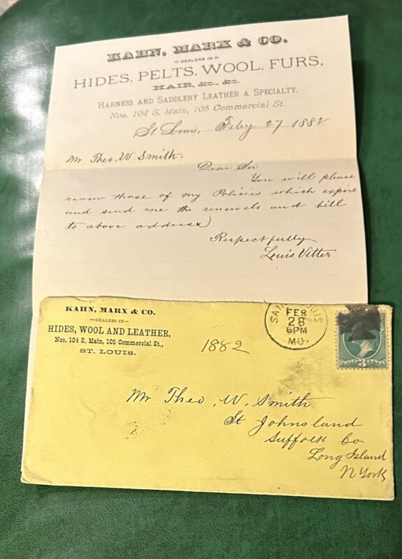 1882 Letter From Dealer In Harness & Saddlery Leather St Louis Missouri