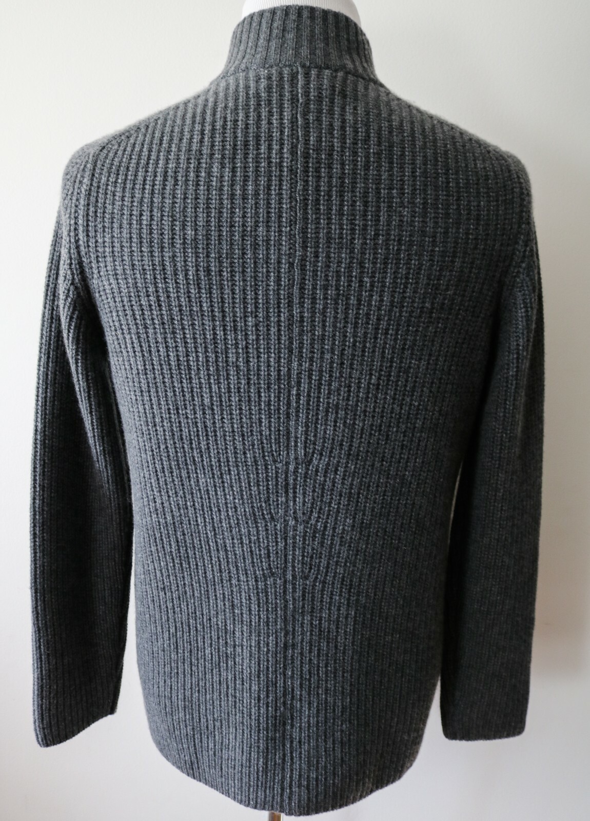 Pre-owned Brunello Cucinelli $3545  Gray English Rib 100% Cashmere Cardigan Sweater 50 Euro