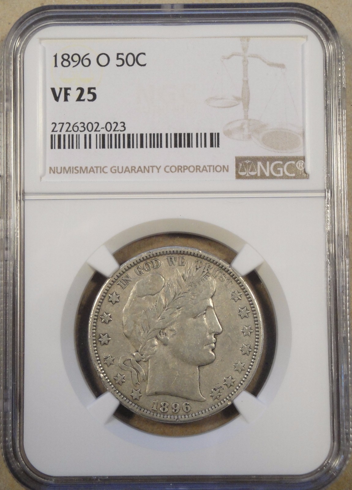 1896-O Barber Half Dollar NGC VF25 I grade 30+