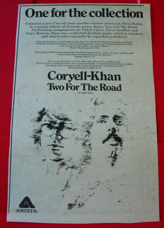 Larry Coryell Steve Khan Two For The Road Vintage ORIG Press/Mag ADVERT 6.5"x5.5