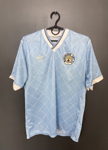 1989/1991 マンチェスター 水色 幾何学模様 シャツ 1989/1991 レトロ マンチェスター シティ ホーム サッカー