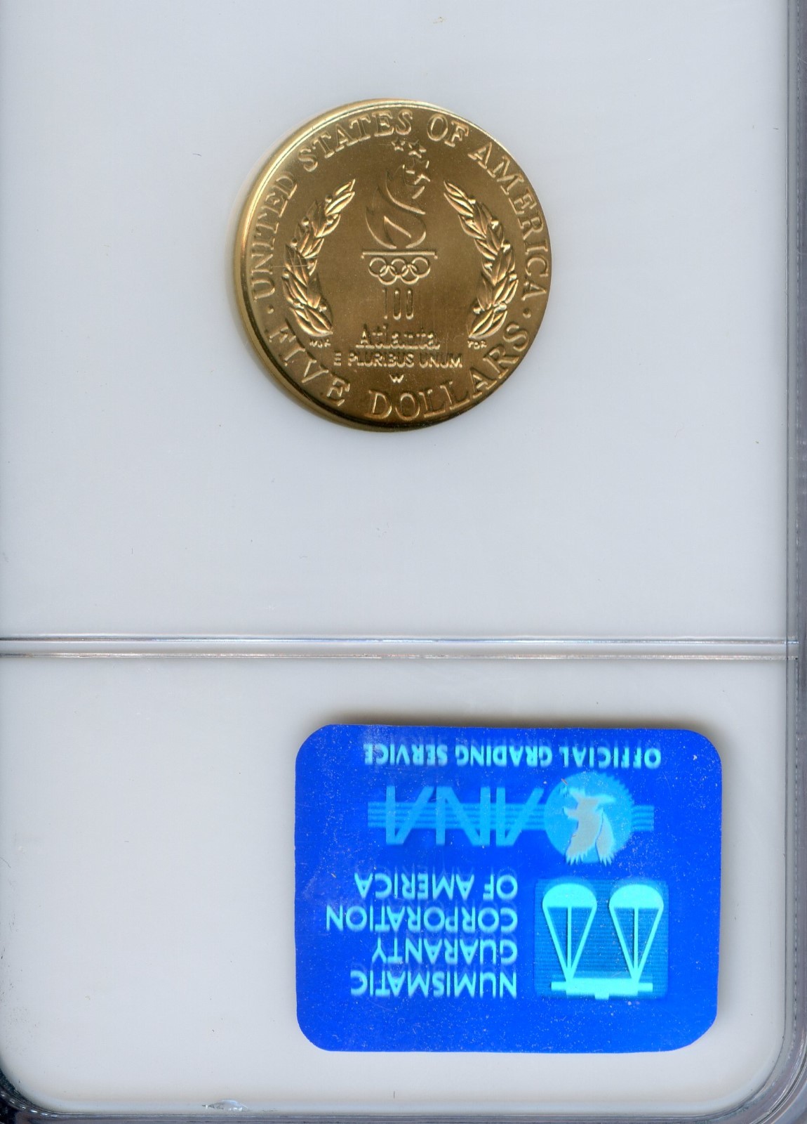 1996-W Olympics $5 Gold Flag Bearer MS70 NGC   POP: 398