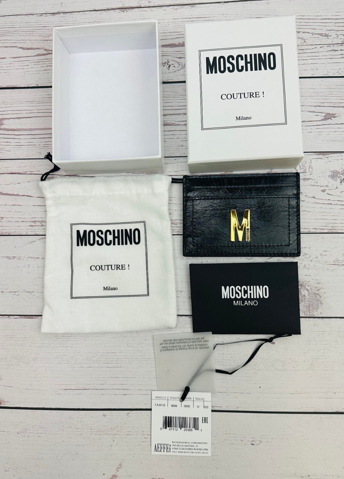 MOSCHINO CARD HOLDER WITH GOLD PLAQUE Style ID 81128006_0555
