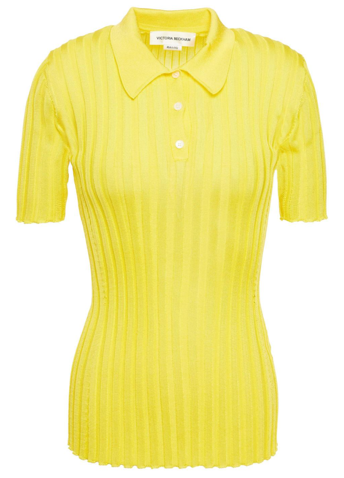 NWT Victoria Beckham Bright Lemon Yellow Rib Pleat Knit Slim