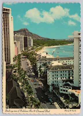 Honolulu Hawaii, Kalakaua Ave Diamond Head Waikiki Beach, Vintage Postcard