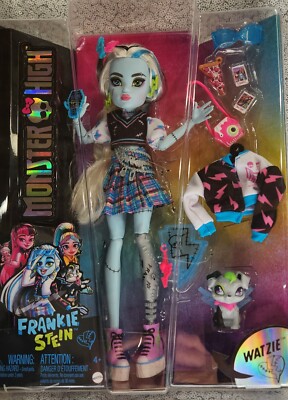 Monster High FRANKIE STEIN G3 Reboot Doll Mattel 2022 Deluxe Set w/ Watzie Pet