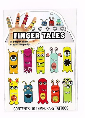 Finger Tales alien monsters temporary tattoos finger puppets