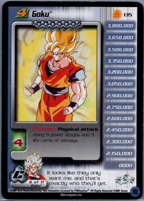 DBZ CCG DRAGON BALL Z GOKU LV4 #135 LIMITED RARE CELL SAGA SCORE 2001 NEAR MINT