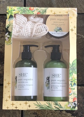 OM SHE Aromatherapy pure Organics Spa Essential Moisturizing Lotion, Shower Gel