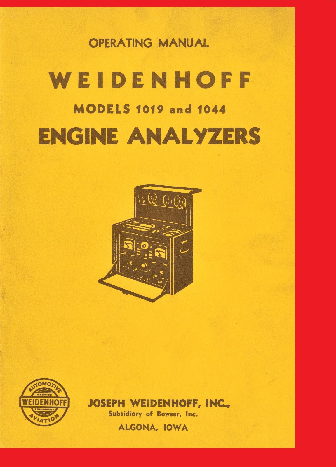 Joseph Weidenhoff 1019 1044 Engine Analyzers Operator's / Parts