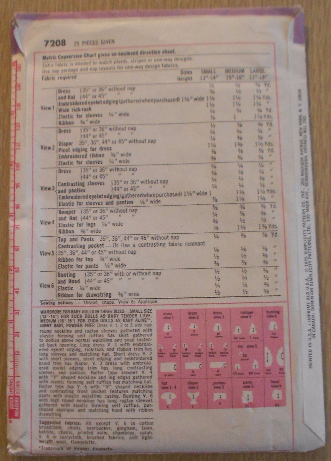 Vintage Simplicity Pattern # 7208, Wardrobe For Baby Dolls 15