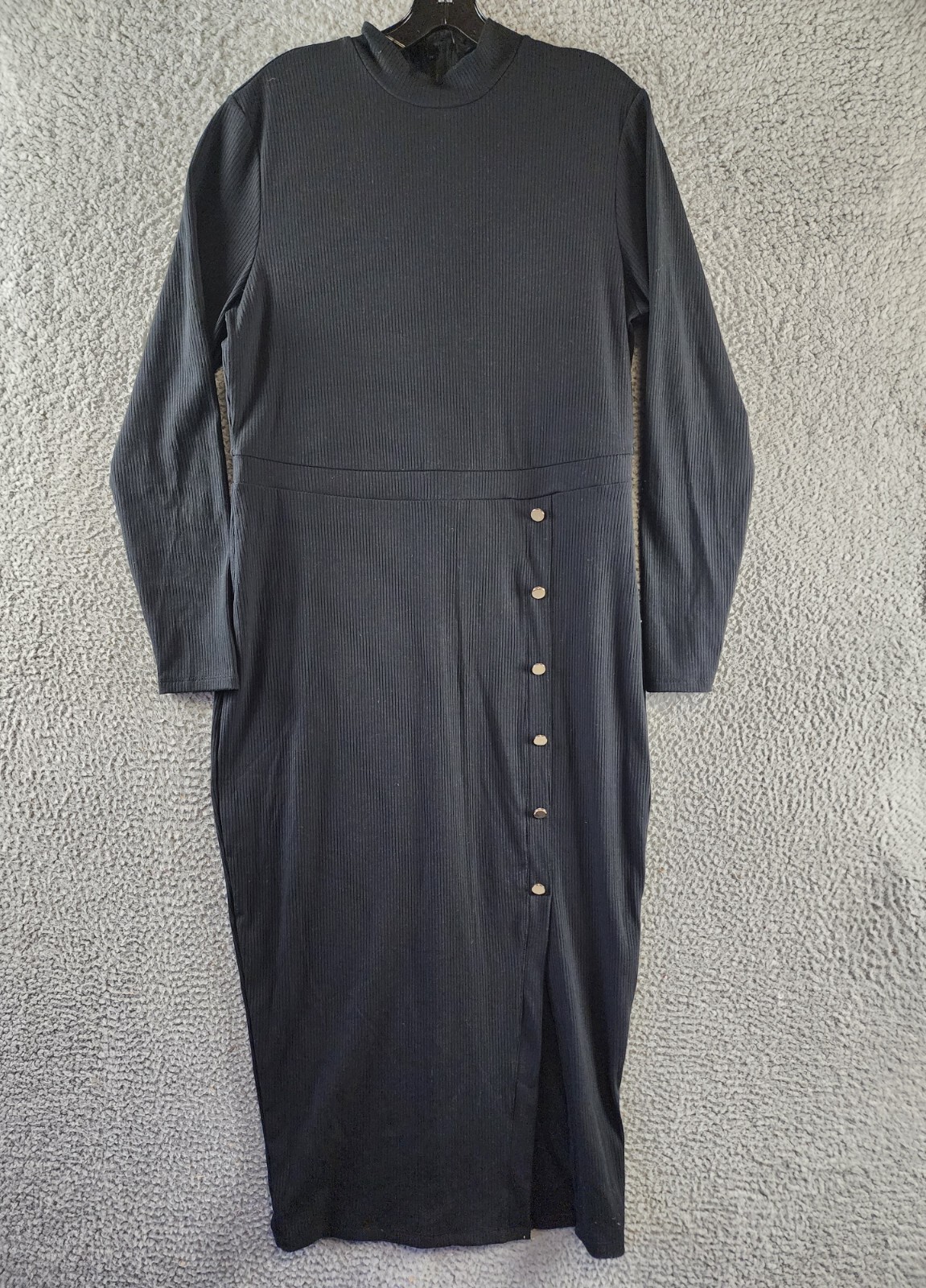 Nina Parker Trendy Plus Size Ribbed Mock-Neck Bodycon Dress Women's 1X Black - Picture 2 of 17