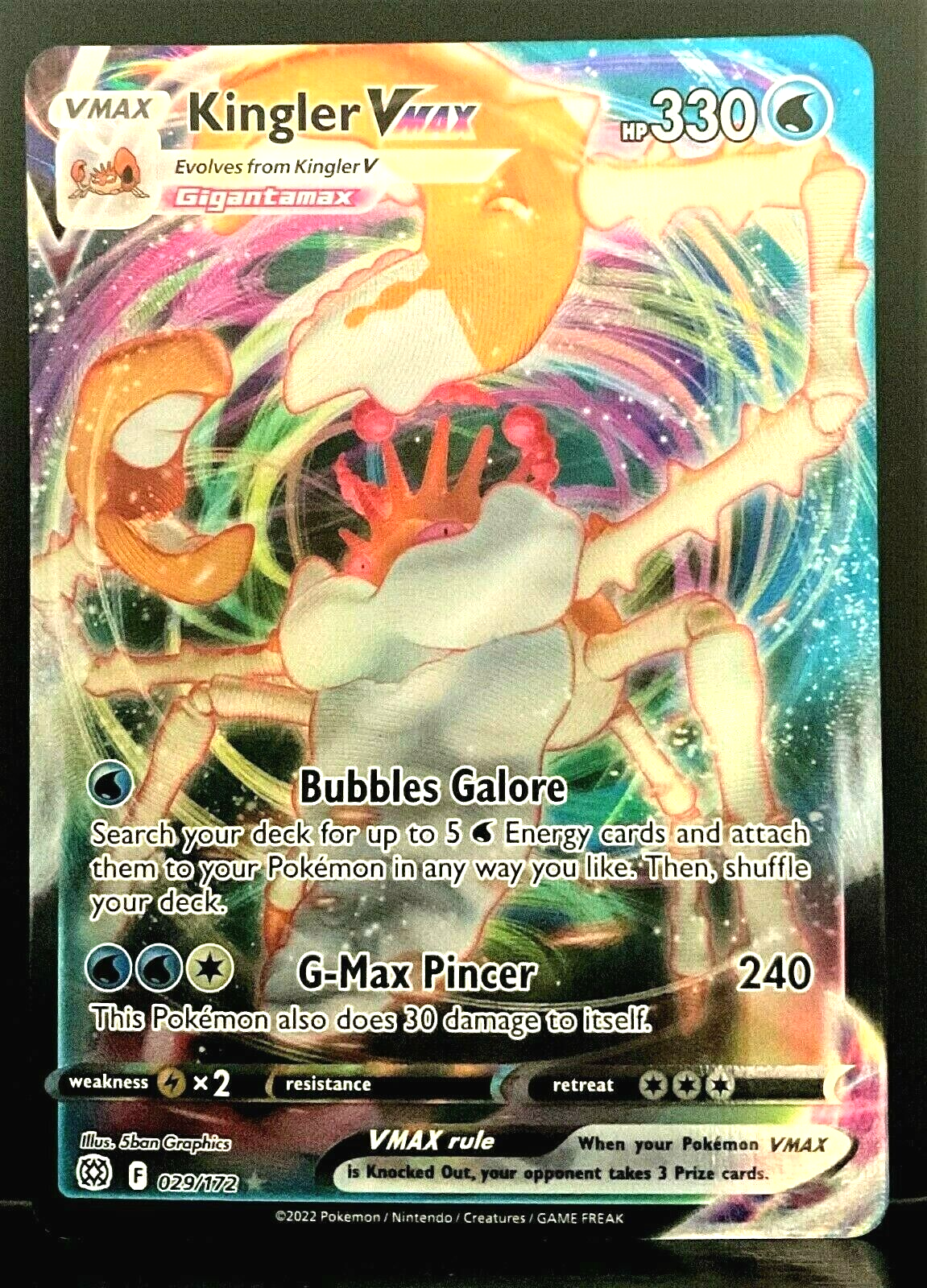 Pokemon Card Kingler VMAX 029/172 Full Art Ultra Rare