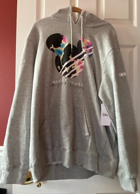 NWT NEFF Disney Mickey Mouse Hoodie L/S Sweatshirt sz XL heather gray