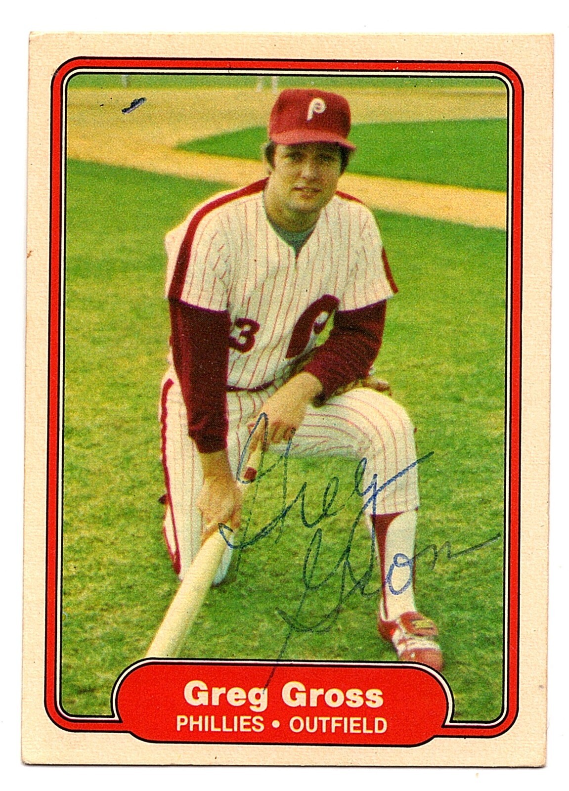 Greg Gross Autograph (Ball Point) On A 1982 Fleer - Philadelphia Phillies