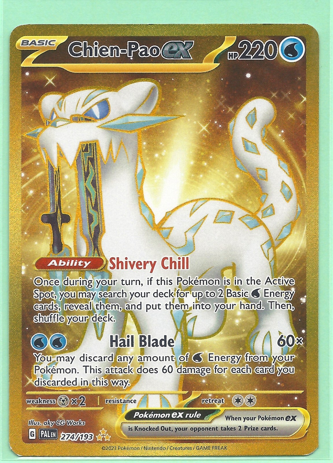 CHIEN-PAO ex 274/193 PALDEA EVOLVED POKEMON- GOLD SECRET CHIEN-PAO ex 274/193 PALDEA EVOLVED POKEMON- GOLD SECRET