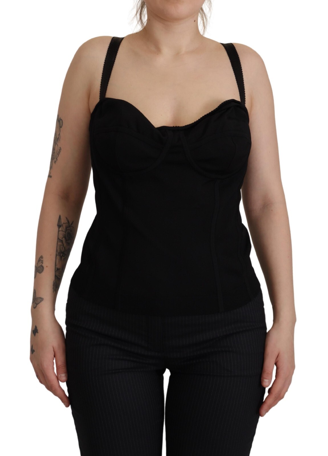 

DOLCE - GABBANA Топ-бюстье с корсетом на молнии сзади без рукавов IT48/US14/ 1400usd, Черный